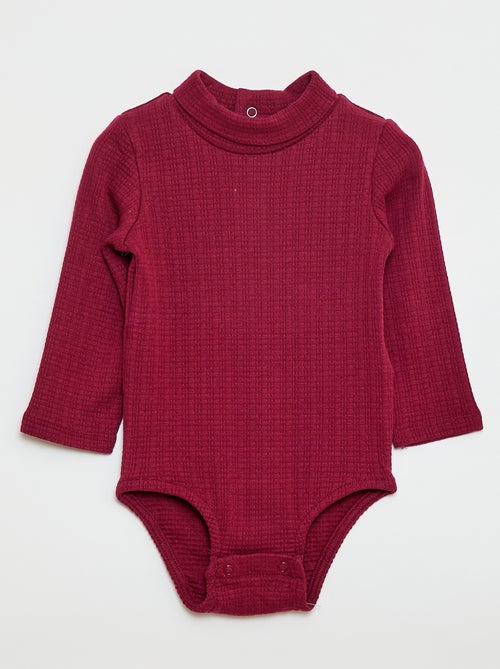 Body em malha pointelle com gola alta - Kiabi