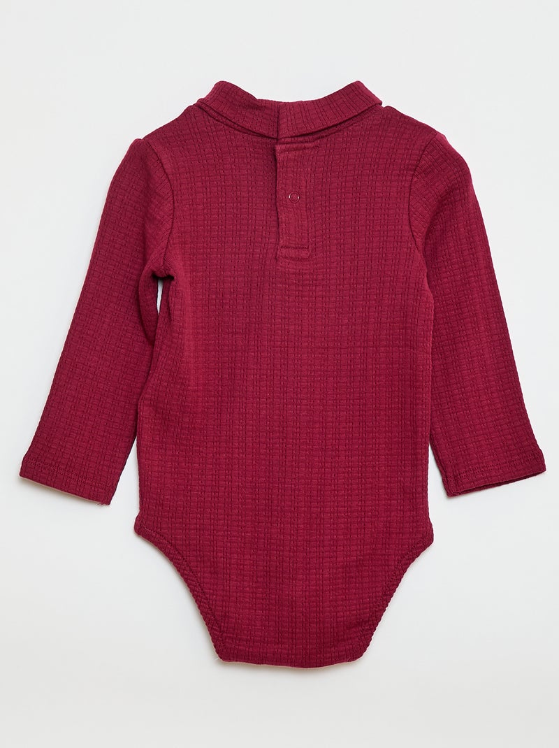 Body em malha pointelle com gola alta Vermelho - Kiabi