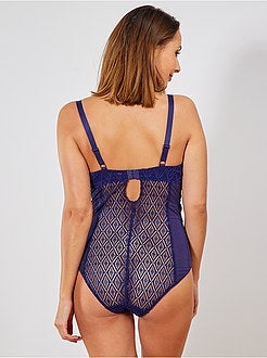 Body em renda bicolor e tule 'Bestform' - Kiabi