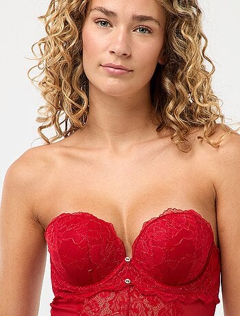 Body em renda com fios dourados