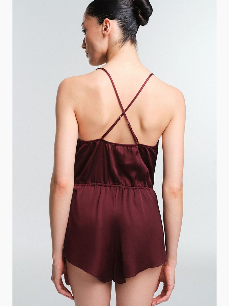 Body em renda obsidia penti Vermelho bordô - Kiabi