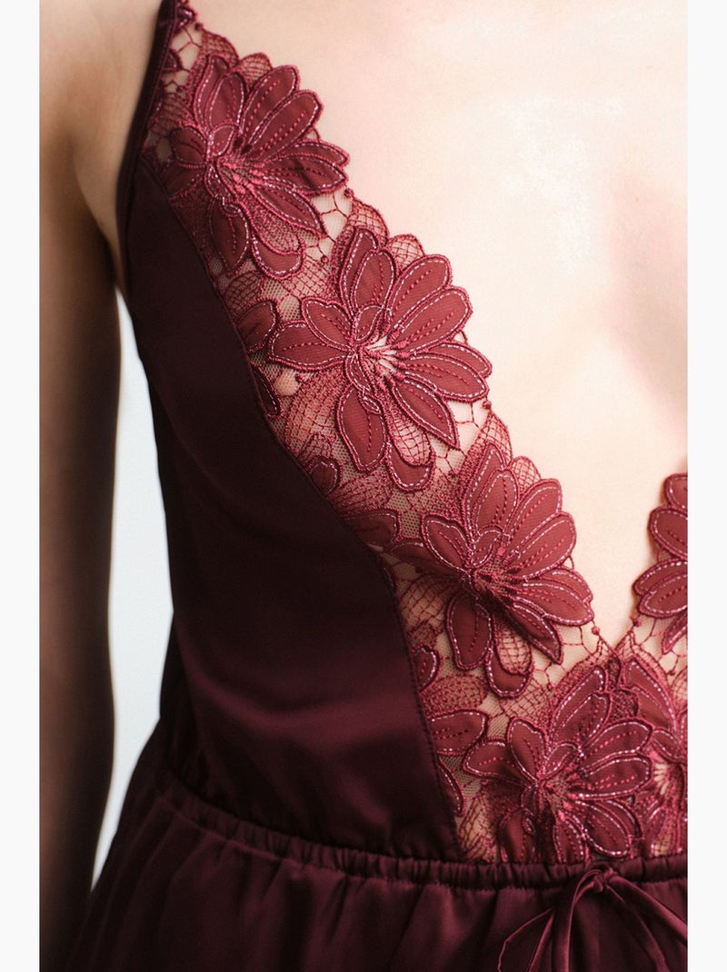 Body em renda obsidia penti Vermelho bordô - Kiabi