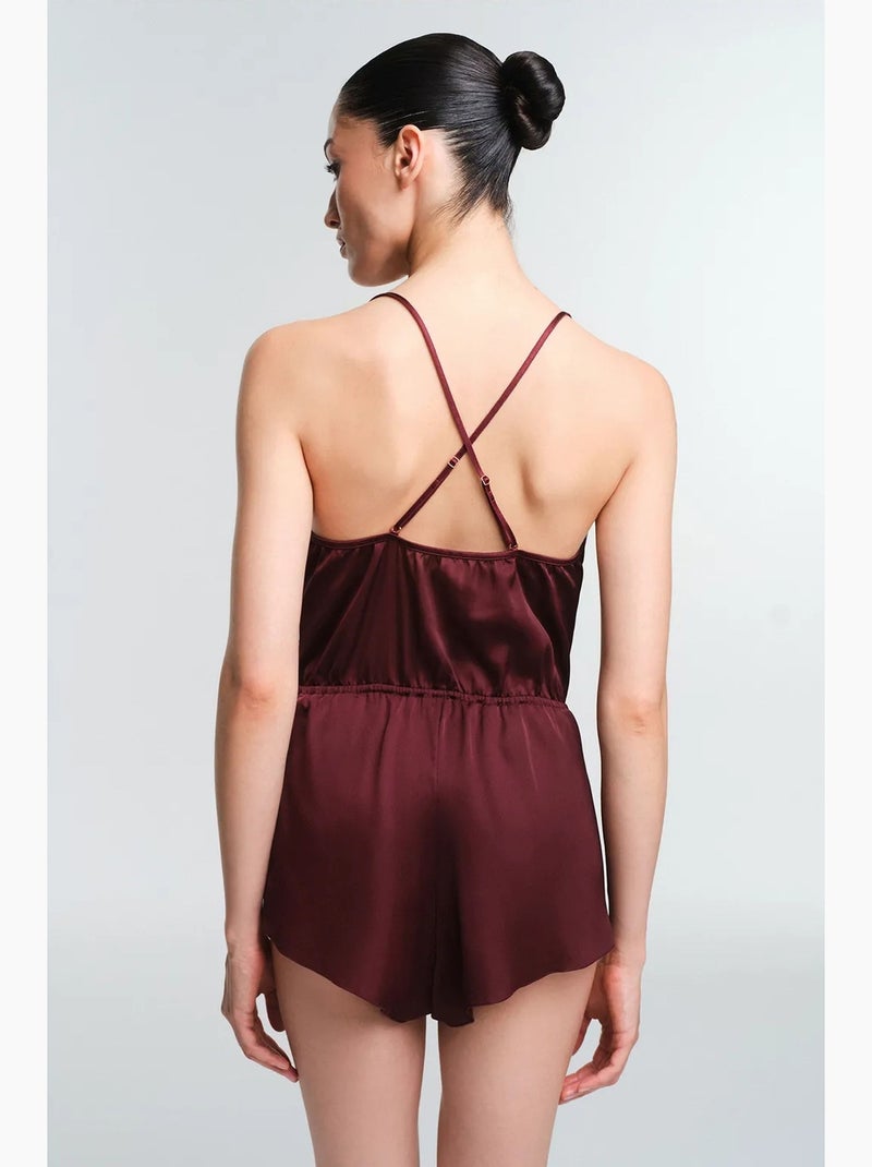Body em renda obsidia penti Vermelho bordô - Kiabi