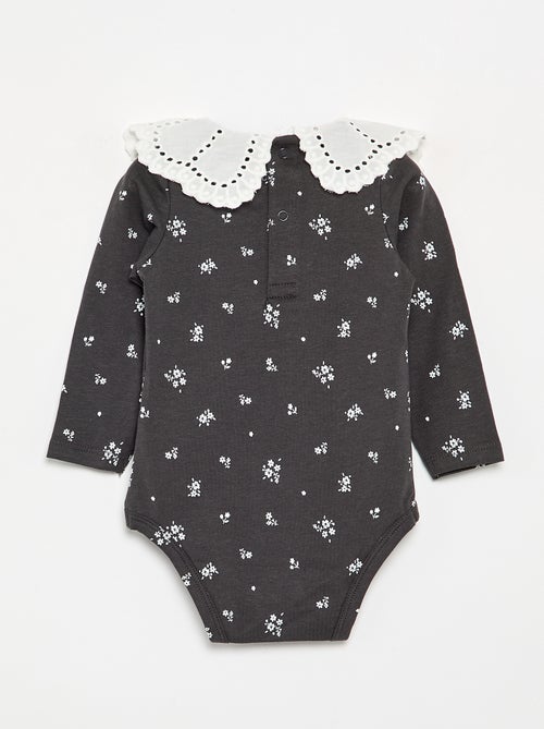 Body estampado com gola Claudine em bordado inglês - Kiabi
