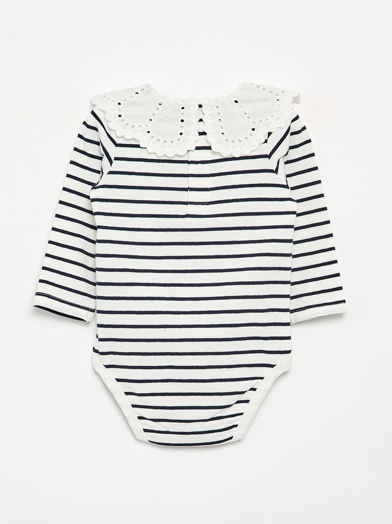 Body estampado com gola Peter Pan em bordado inglês Branco - Kiabi