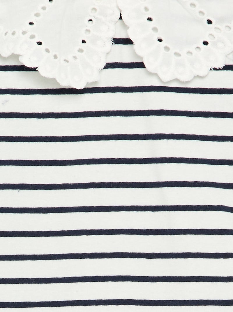 Body estampado com gola Peter Pan em bordado inglês Branco - Kiabi