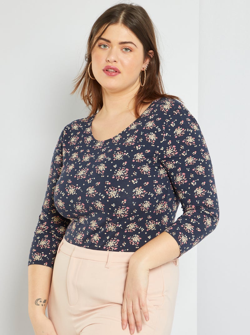 Body estampado 'flores' PRETO - Kiabi