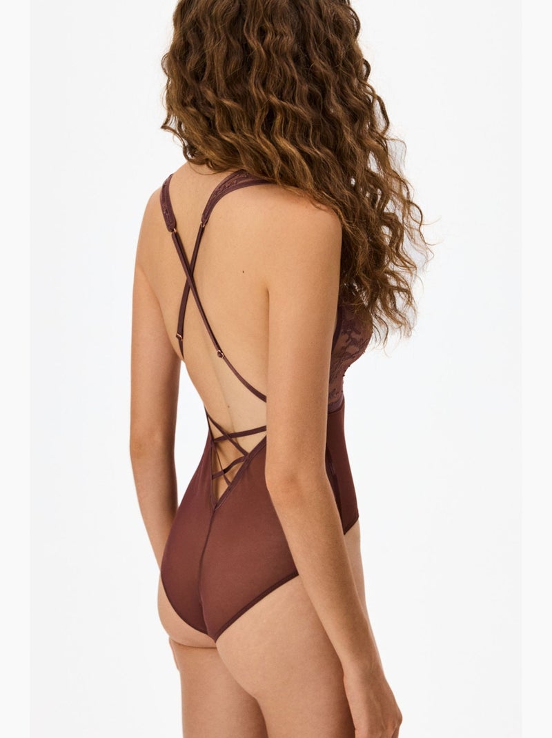 Body feminino com alças penti Vermelho bordô - Kiabi