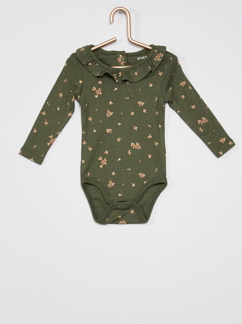 Body gola com folhos CAQUI - Kiabi