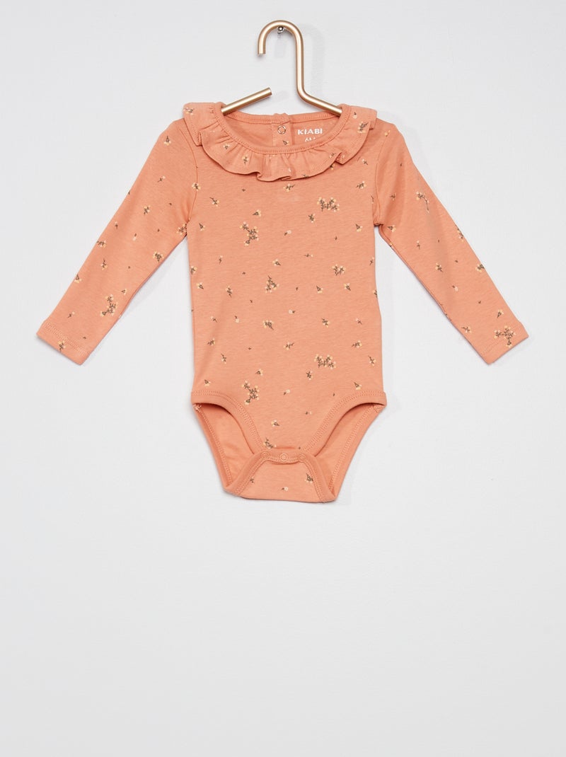Body gola com folhos ROSA - Kiabi