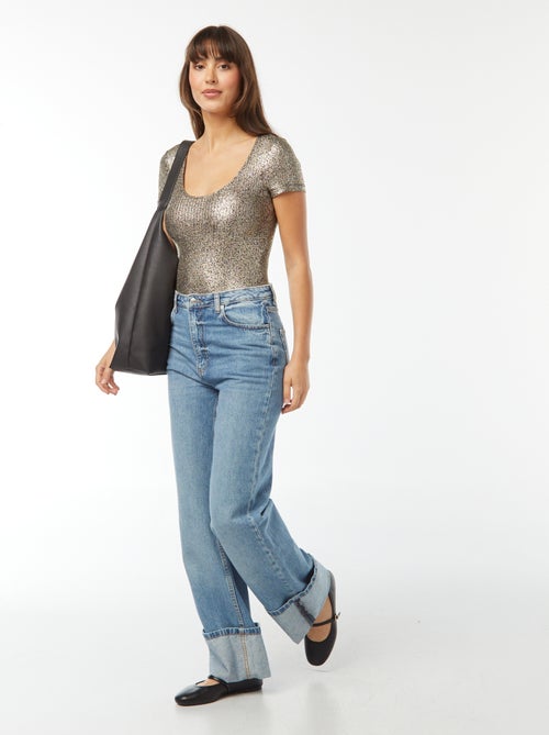 Body iridescente de manga curta - Kiabi