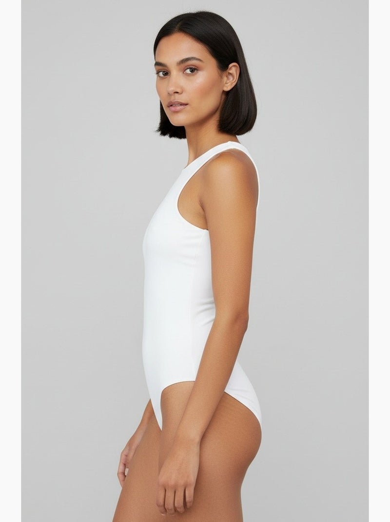 Body justo sem mangas com decote redondo e fecho de molas bdart Branco - Kiabi