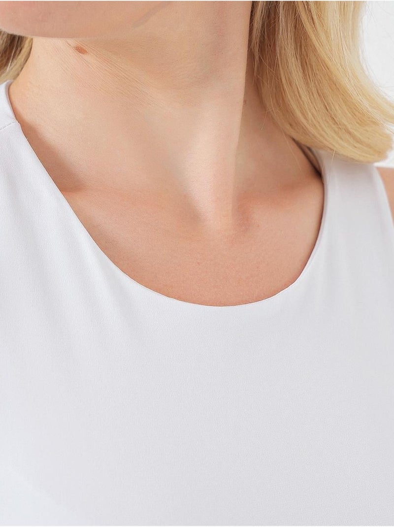Body justo sem mangas com decote redondo e fecho de molas bdart Branco - Kiabi