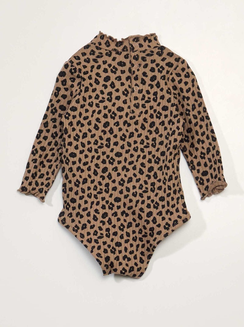 Body leopardo de gola alta BEGE - Kiabi