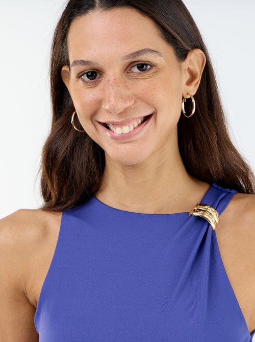 Body liso com bijuteria de fantasia nas alças - Kiabi