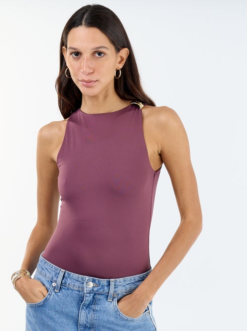 Body liso com bijuteria de fantasia nas alças - Kiabi