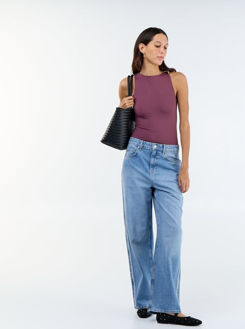 Body liso com bijuteria de fantasia nas alças - Kiabi