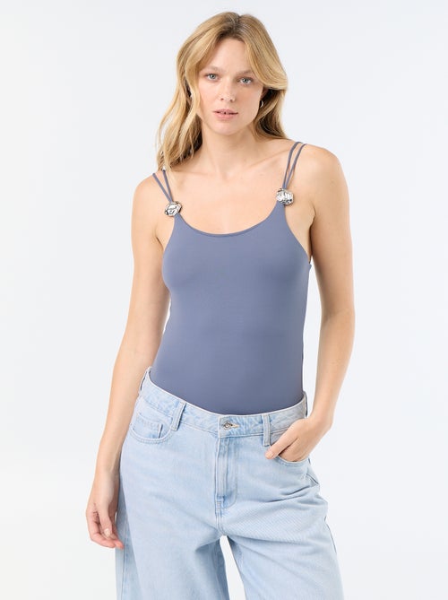Body liso com bijuterias nas alças - Kiabi
