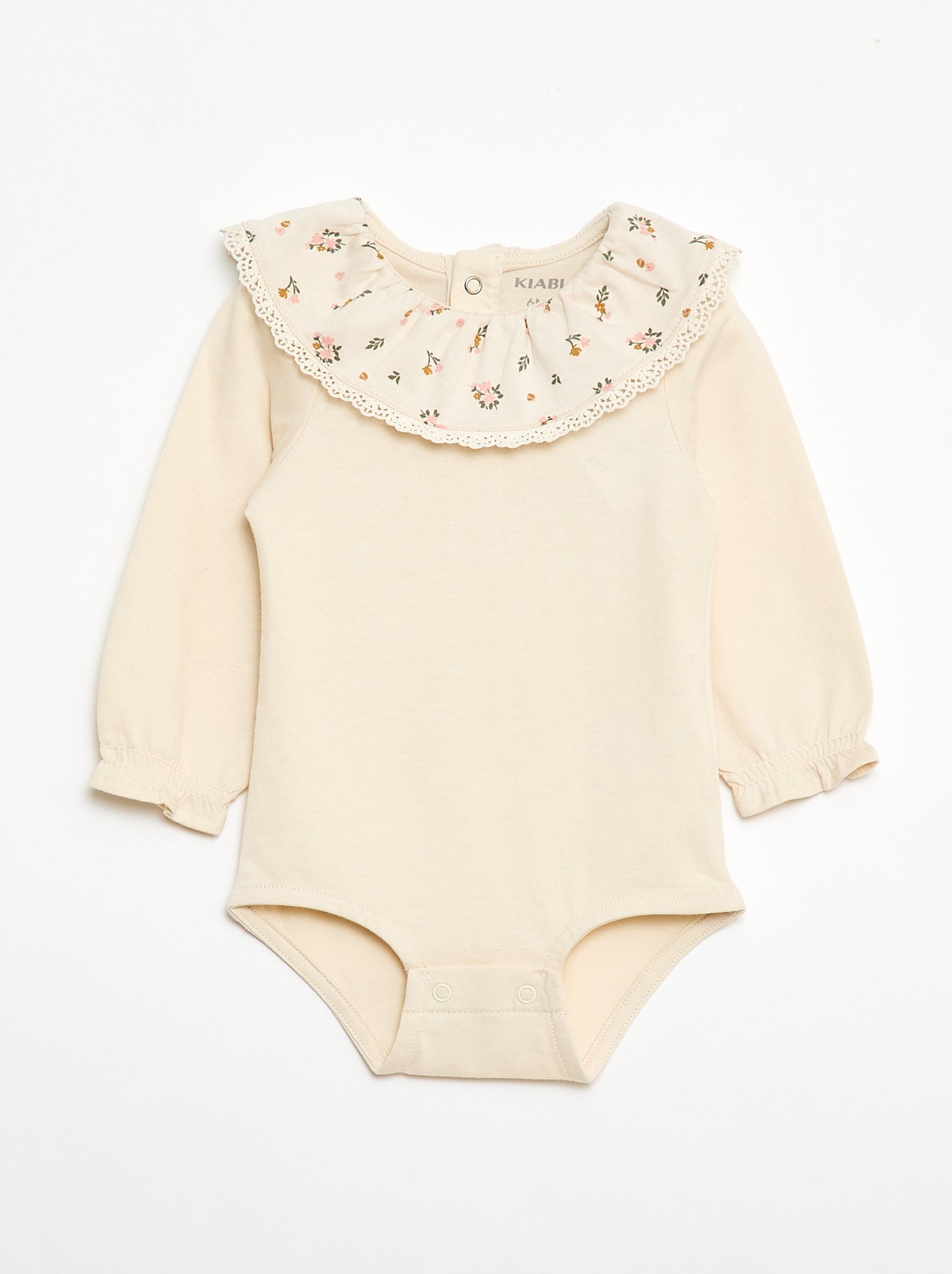 Body liso com gola Claudine estampada