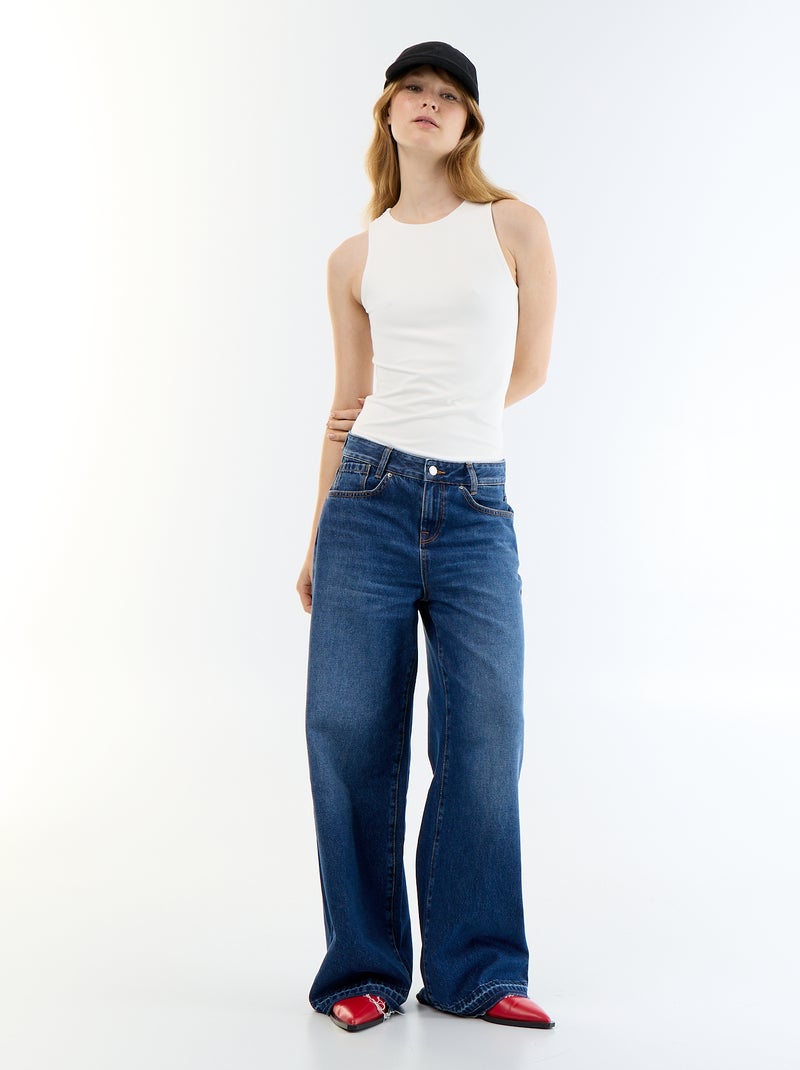 Body liso com gola redonda Branco - Kiabi