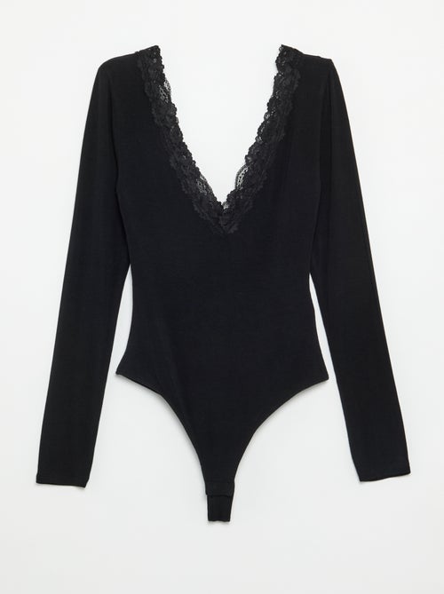 Body liso com renda - Kiabi