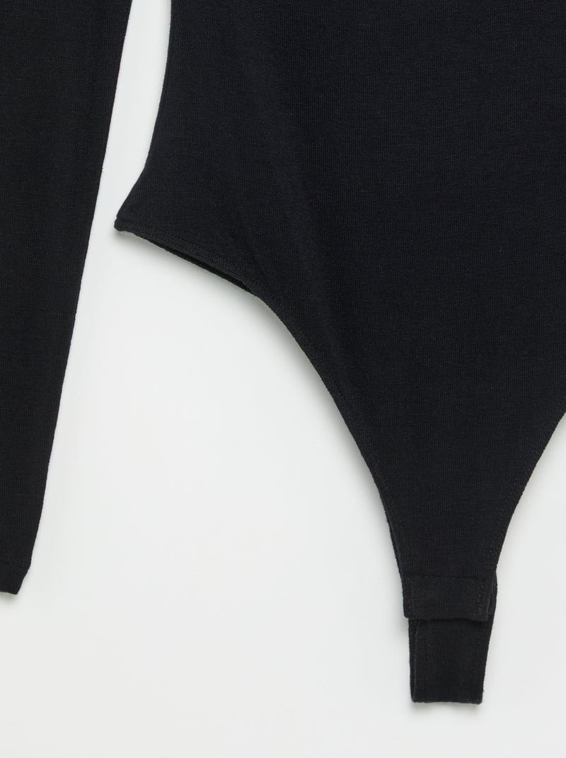 Body liso com renda Preto - Kiabi