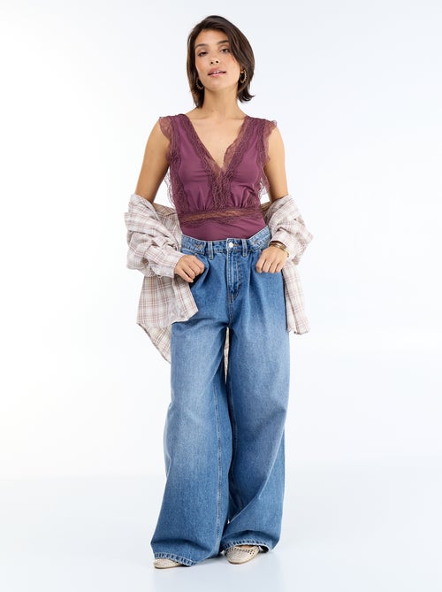 Body liso com renda - Kiabi