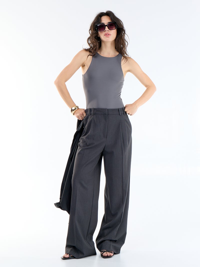 Body liso sem mangas Cinza - Kiabi