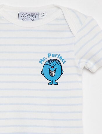 Body 'Monsieur Madame' 'Mr. Happy' de manga curta e gola US