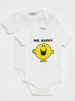 Body 'Monsieur Madame' 'Mr. Happy' de manga curta e gola US