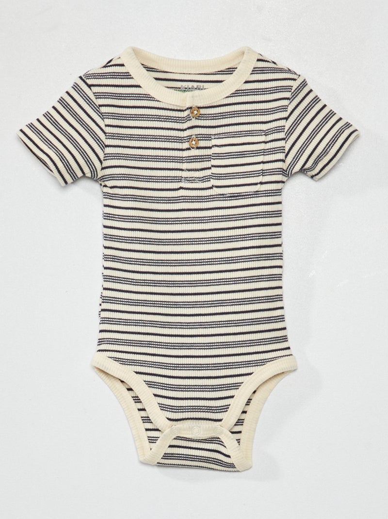 Body nervurado às riscas AZUL - Kiabi