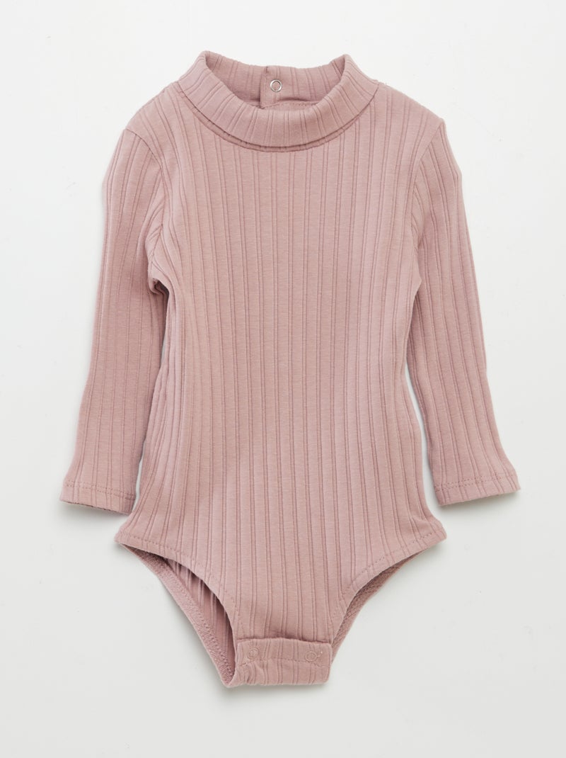 Body nervurado com gola alta - ROSA - Bebé Menina - 6.00€ - Kiabi