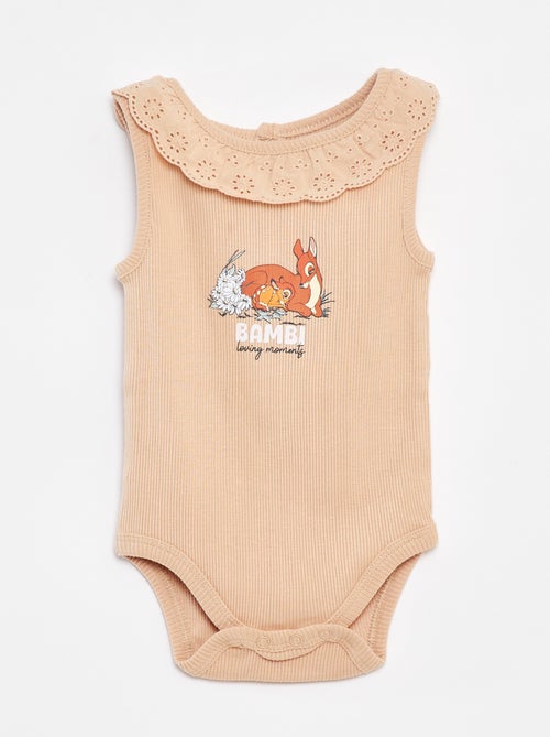 Body nervurado com gola bordada 'Disney' - Kiabi