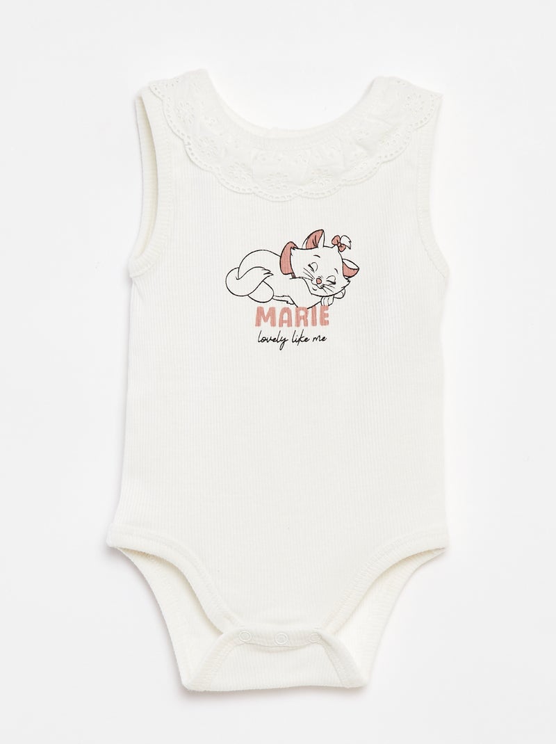 Body nervurado com gola bordada 'Disney' BRANCO - Kiabi