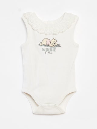 Body nervurado com gola bordada 'Disney'