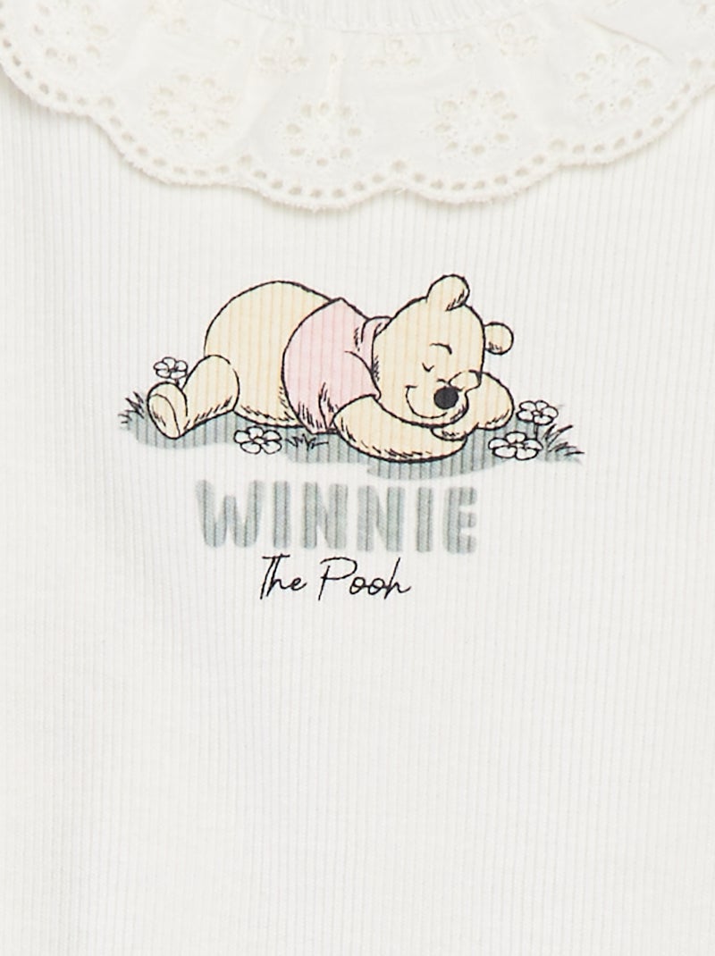 Body nervurado com gola bordada 'Disney' BRANCO - Kiabi