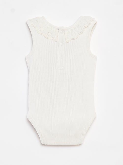 Body nervurado com gola bordada 'Disney' - Kiabi