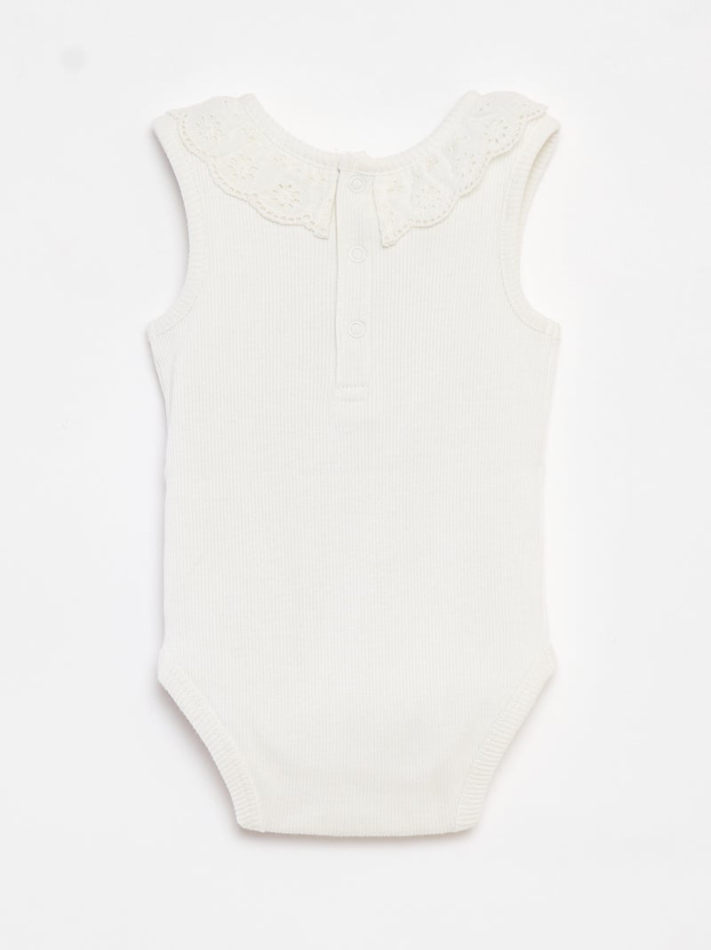 Body nervurado com gola bordada 'Disney' BRANCO - Kiabi