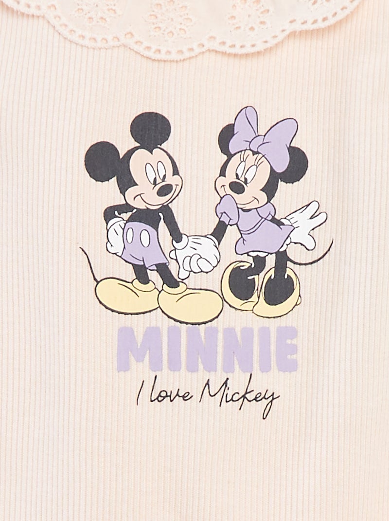 Body nervurado com gola bordada 'Disney' ROSA - Kiabi