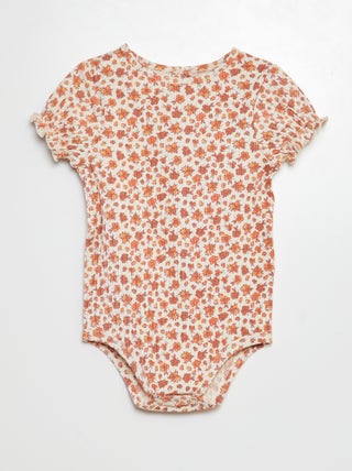 Body nervurado com motivo floral