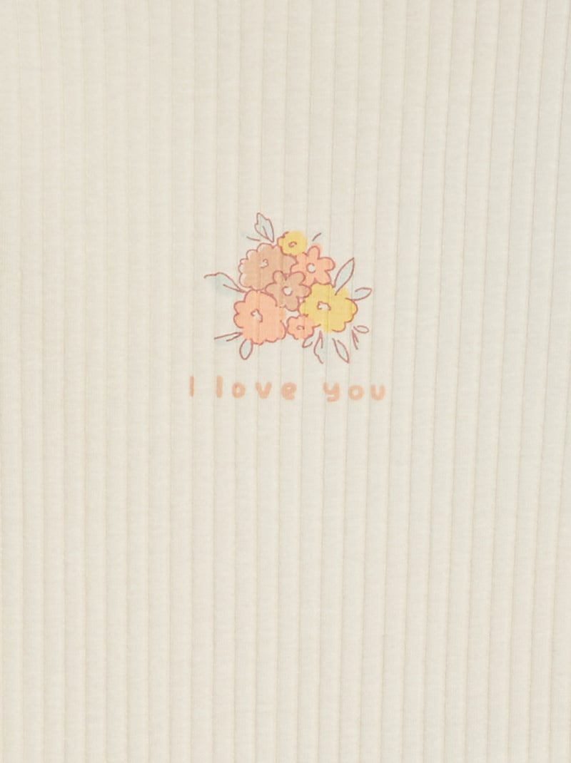 Body nervurado com motivo floral BRANCO - Kiabi