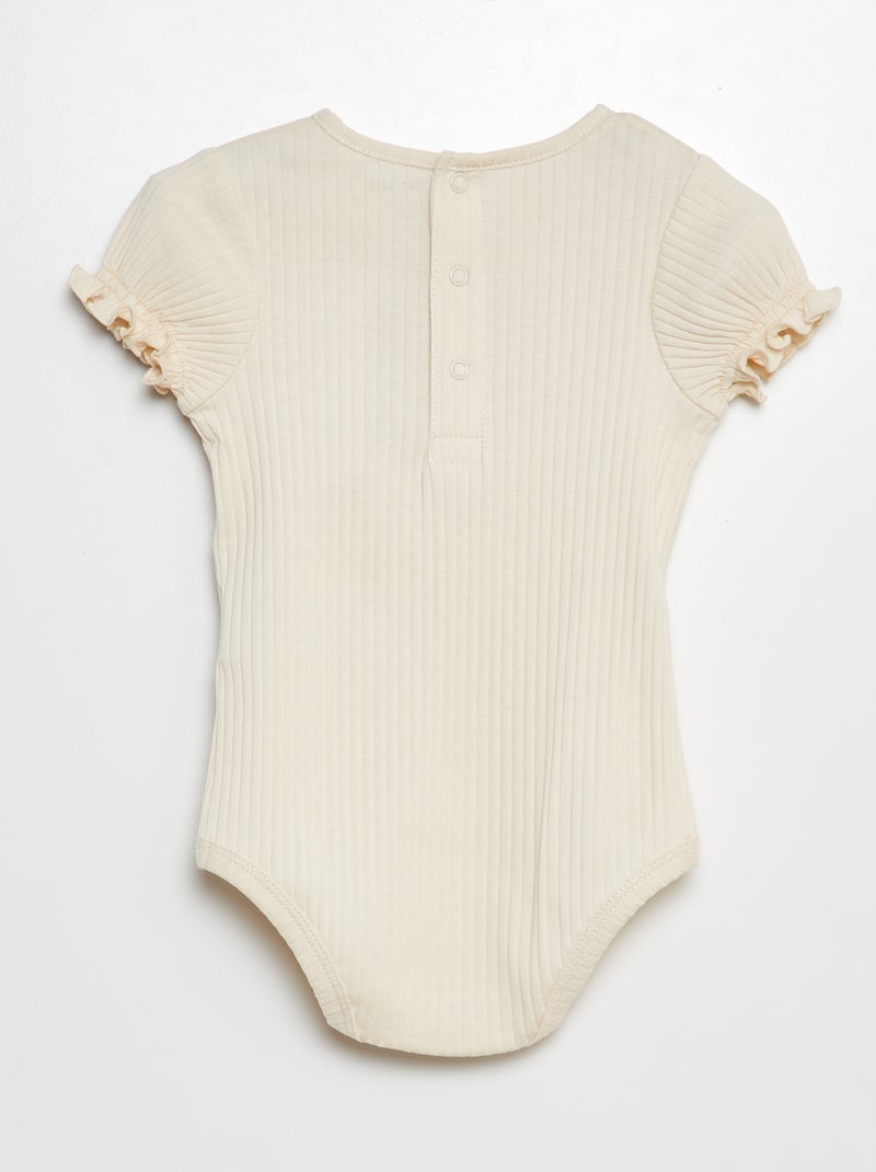 Body nervurado com motivo floral BRANCO - Kiabi