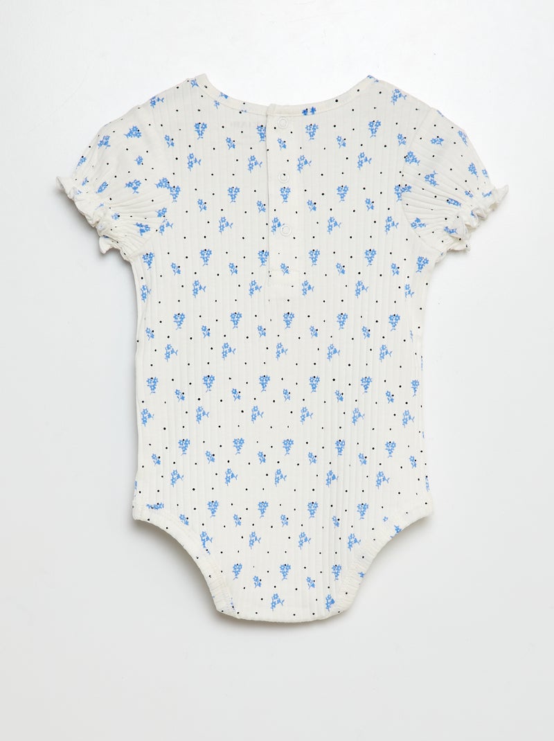 Body nervurado com motivo floral BRANCO - Kiabi