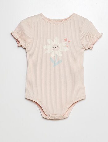 Body nervurado com motivo floral