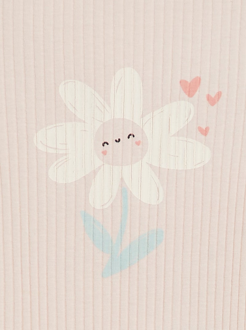 Body nervurado com motivo floral ROSA - Kiabi