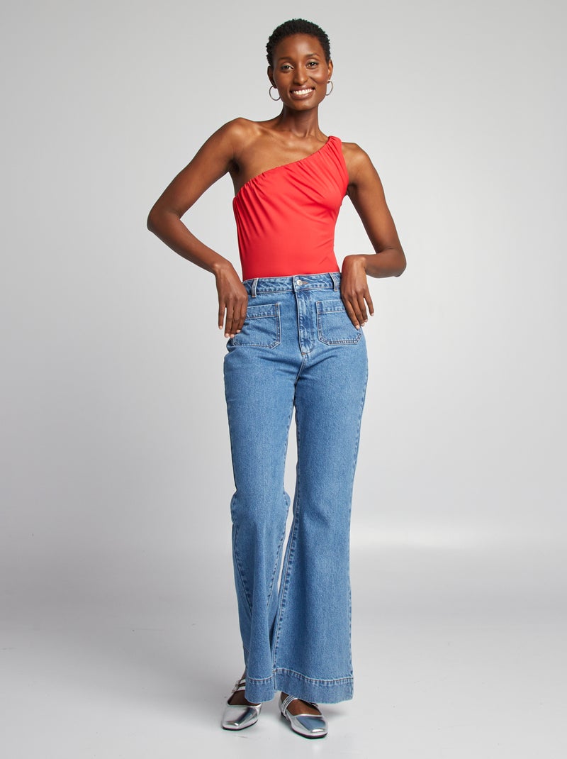 Body plissado assimétrico Vermelho - Kiabi