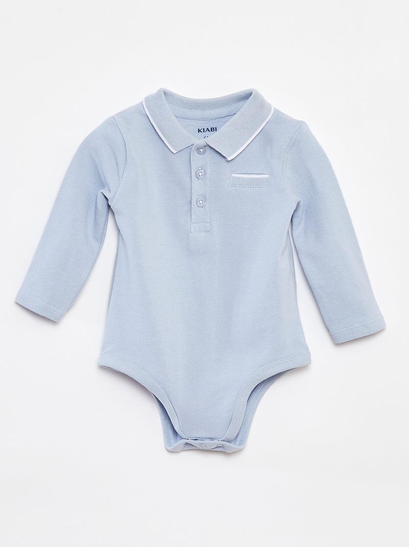 Body polo de manga comprida Azul - Kiabi