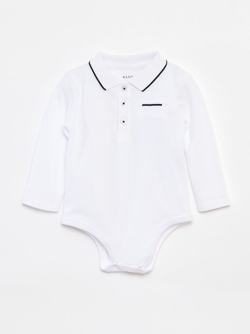Body polo de manga comprida Branco - Kiabi