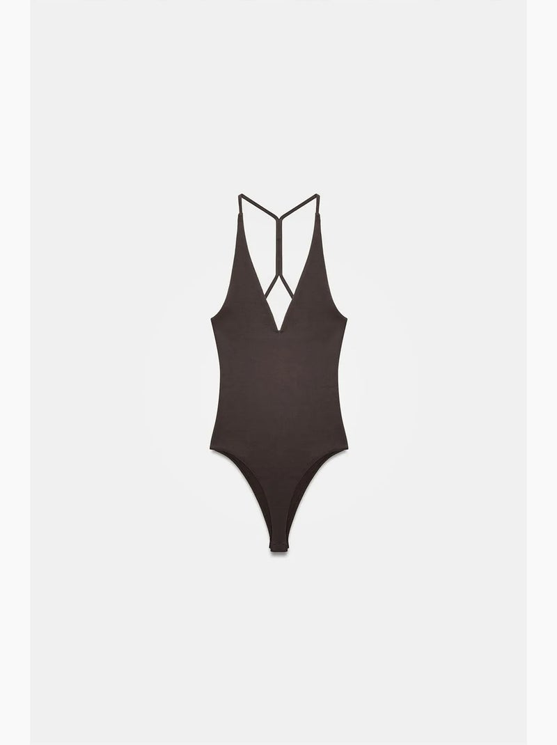 Body recortes decote halter justo dilvin Castanho-escuro - Kiabi