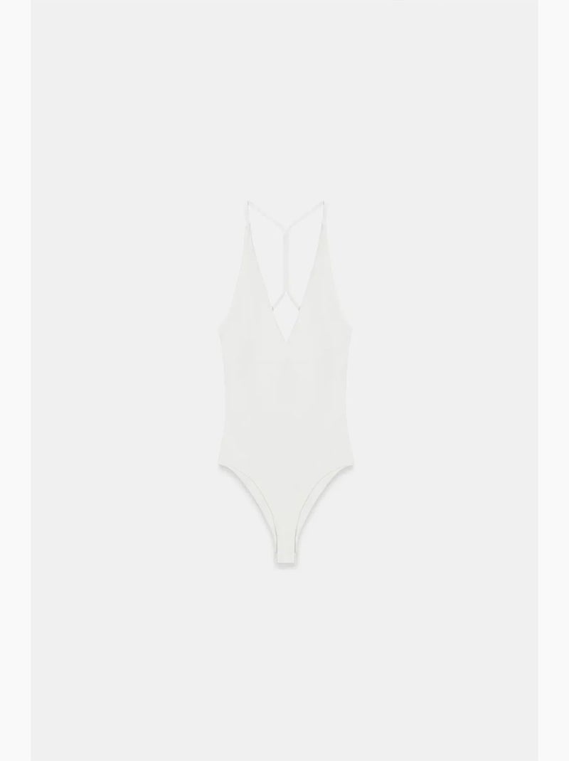 Body recortes decote halter justo dilvin Ecru - Kiabi